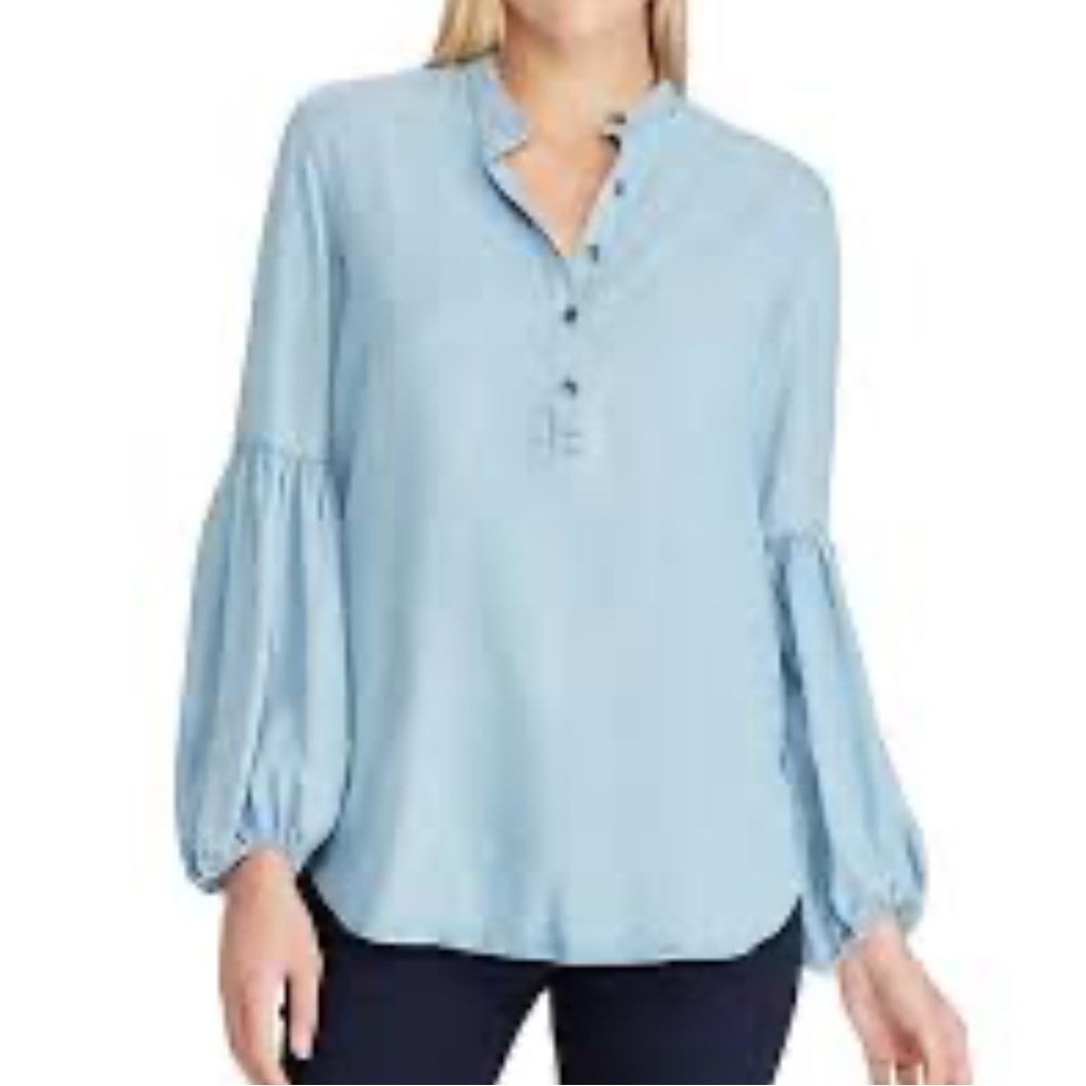 Women's Chaps Bishop-Sleeve Chambray Henley